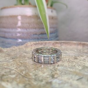 925 Sterling Silver Glass Cubic Zirconia Band Ring